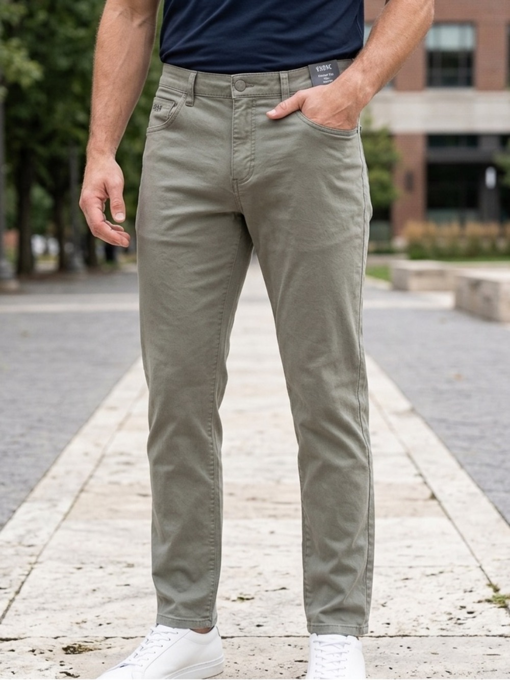 Rhone Men's Olive Casual Pants - Stretchy Straight Fit